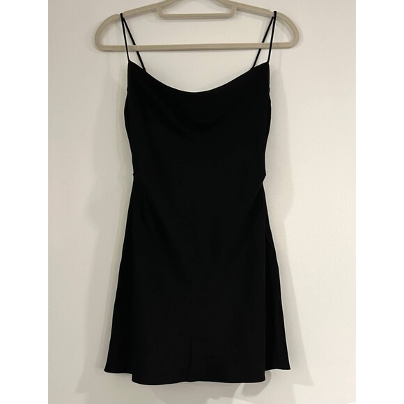 TEN Aritzia Black Slip Dress Size XS Cowl Neck Satin Mini Adjustable Straps Date - Picture 14 of 14